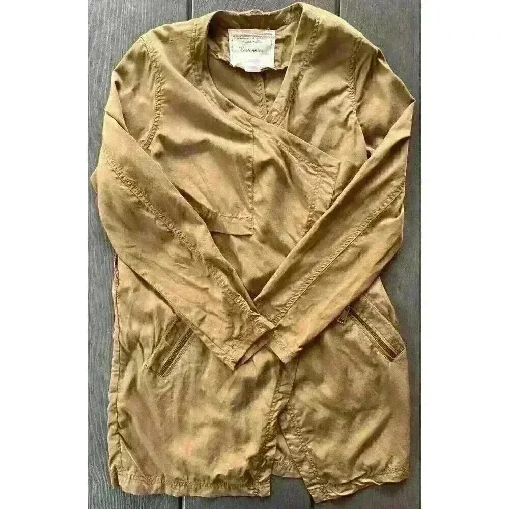 Anthropologie Cartonnier Trench Coat Women's Medium Brown Draped Daytripper
